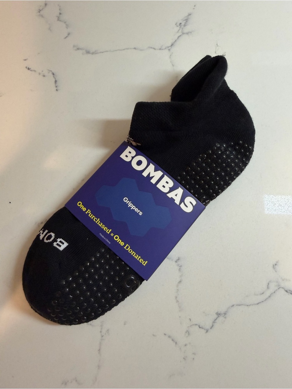 Bombas Black Gripper Low-Cut Athletic Socks